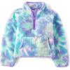 The Children’s Place girls Cozy Sherpa Quarter-zip Jacket(Green Glow Tie Dye)
