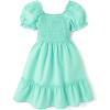The Children’s Place girls Floral Smocked Babydoll Dress(Mint Tea)