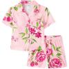 The Children’s Place girls Short Sleeve Top and Shorts,2 Piece Pajama Set(Pink Floral Button)