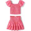 The Children’s Place girls Smocked Top and Skirt 2 Piece Set(In the Pink)
