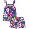 The Children’s Place girls Tank Top and Shorts,2 Piece Pajama Set(Purple Tropical)