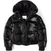 The Children’s Place girls Water and Wind Resistant Hooded Zip Front Bomber Puffer Jacket(Black)