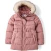 The Children’s Place girls Water and Wind Resistant Hooded Zip Front Mid Length Puffer Jacket, Faux Fur Lined(Precious Pink)