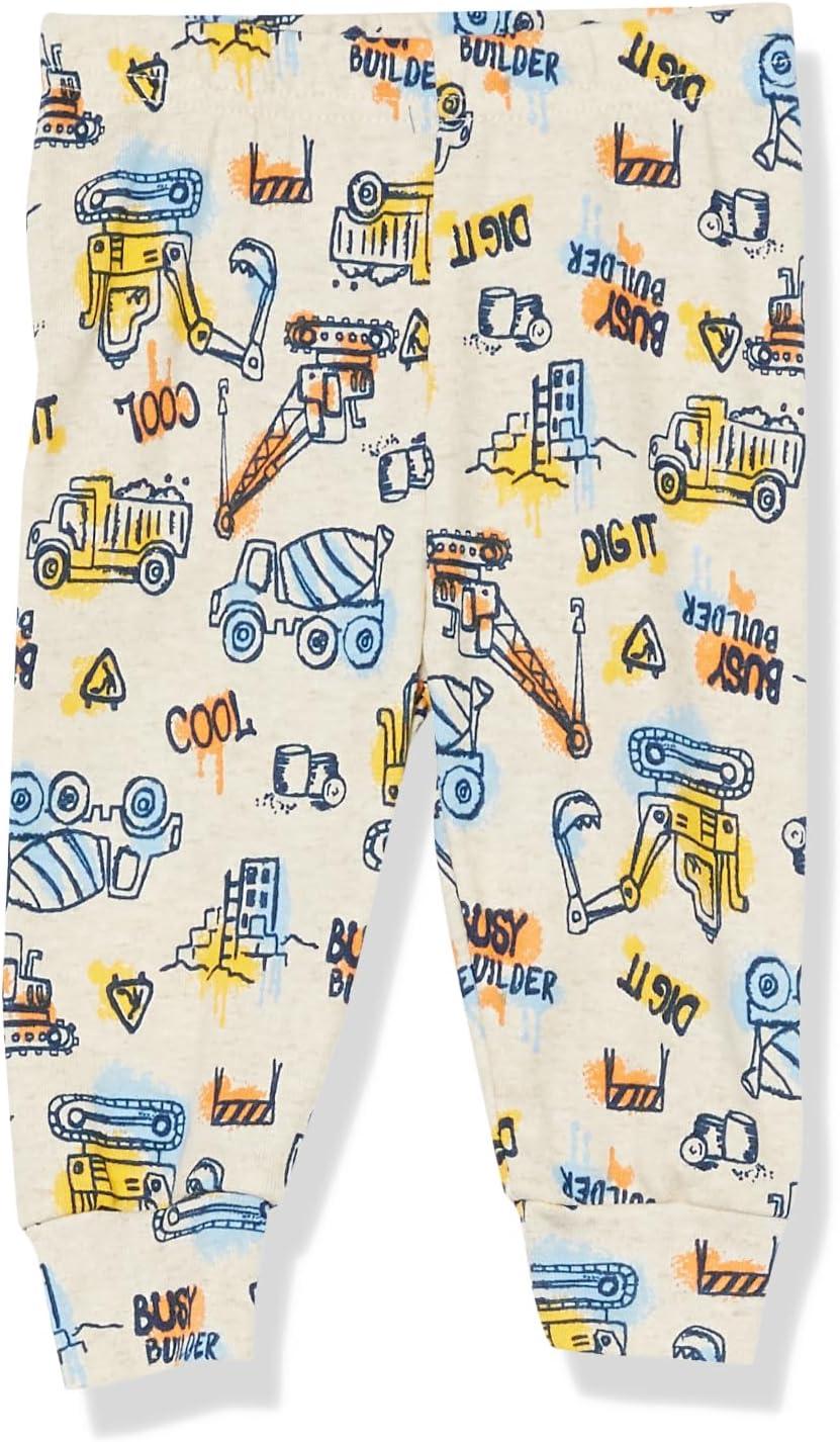 imageThe Childrens Place Baby Boys and Toddler Long Sleeve Top and Pants Snug Fit 100 Cotton 4 Piece Pajama SetDrawn Trucks 2 Pack