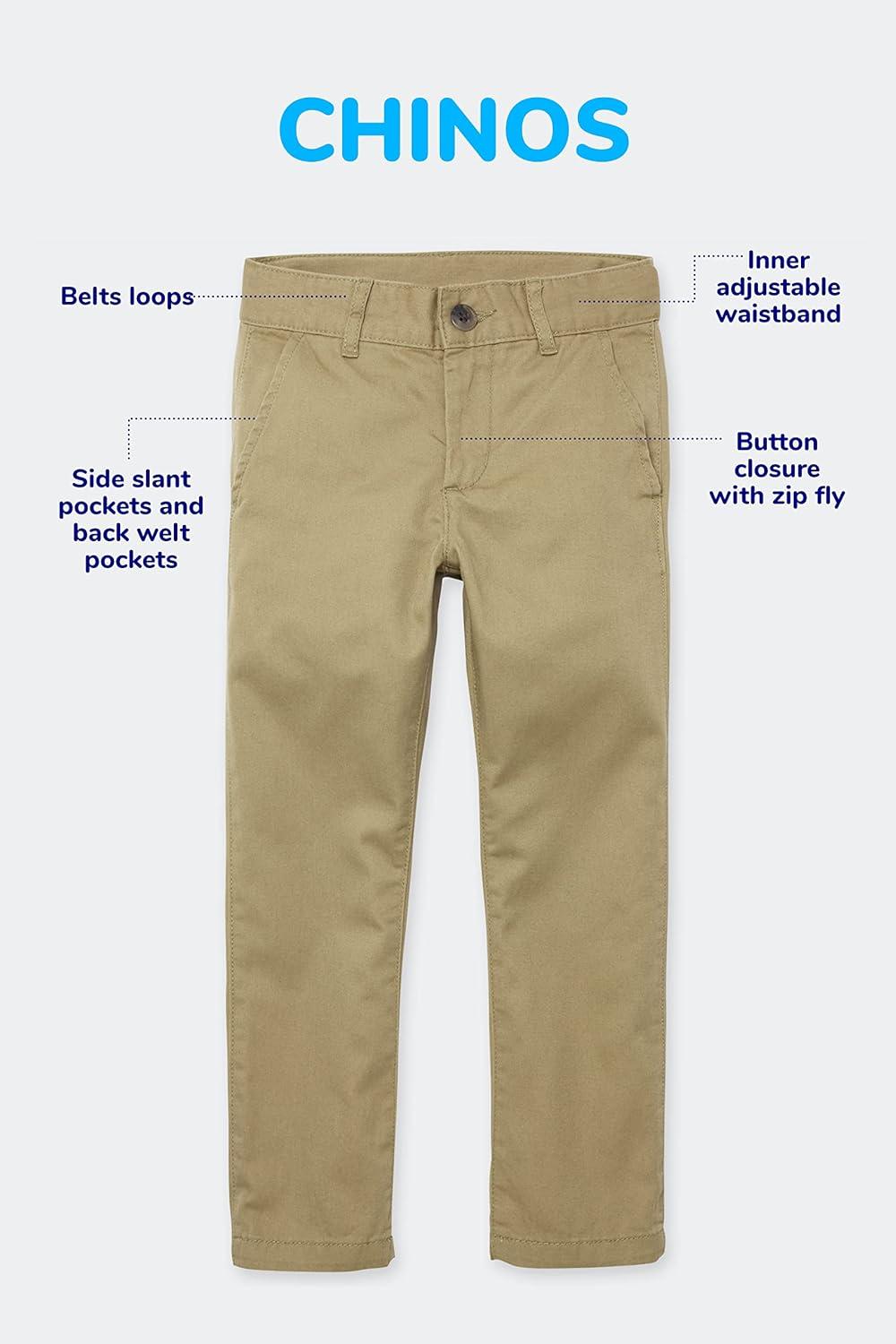 imageThe Childrens Place Boys Relaxed Straight Chino PantsmultipacksNew NavyFlax 2pack