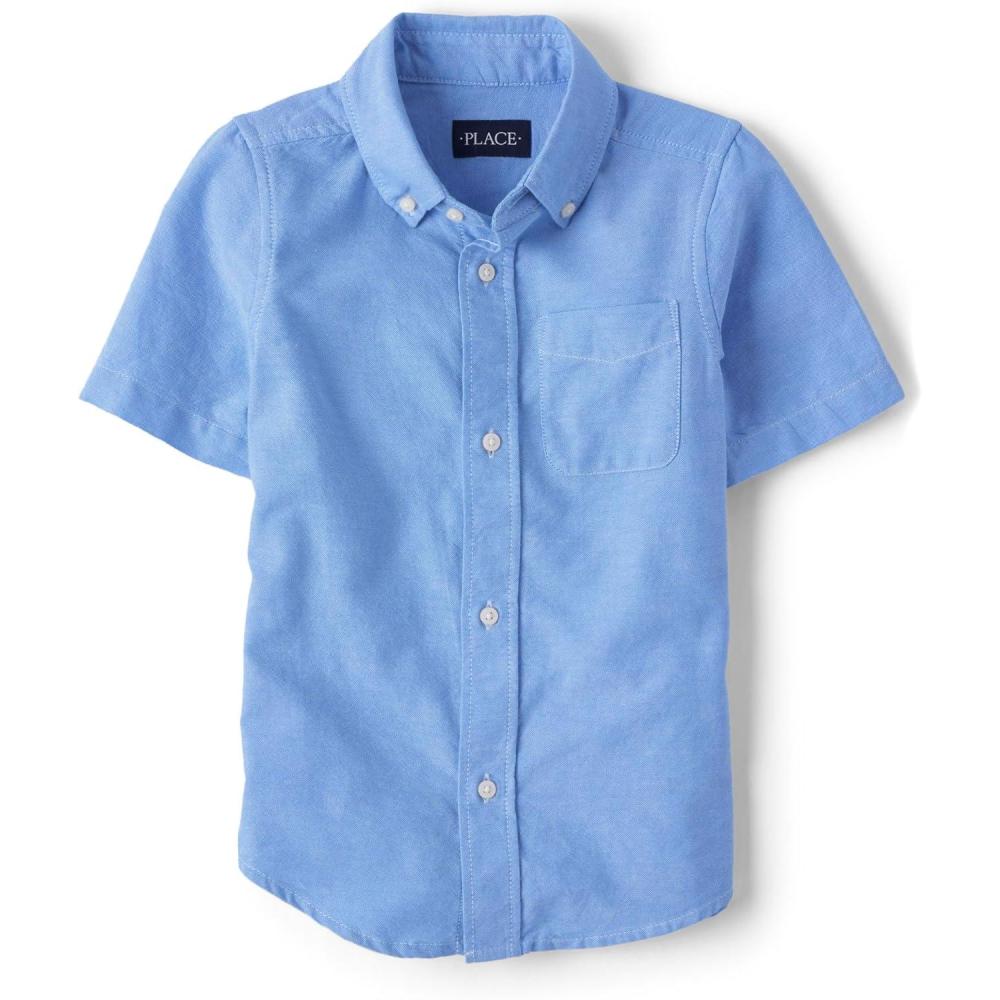 imageThe ChildrenS Place Boys Short Sleeve Oxford ShirtLt Blue