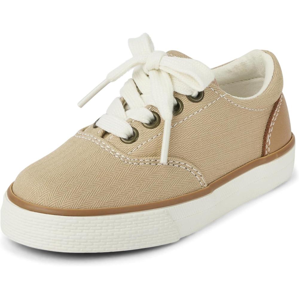imageThe Childrens Place Baby Boys Casual Lace Up Low Top Sneakers Tan CanvasTan Canvas