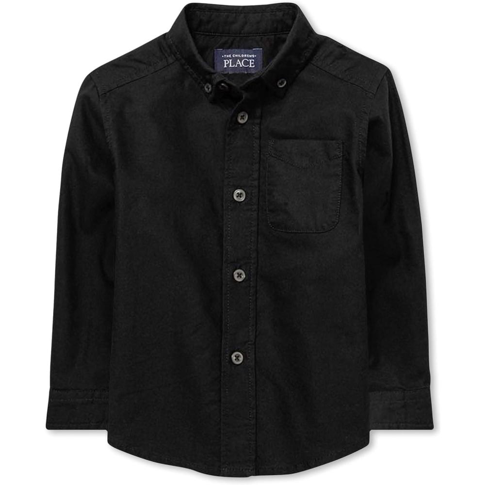 imageThe Childrens Place Baby Boys Long Sleeve Oxford Button Down ShirtBlack Single