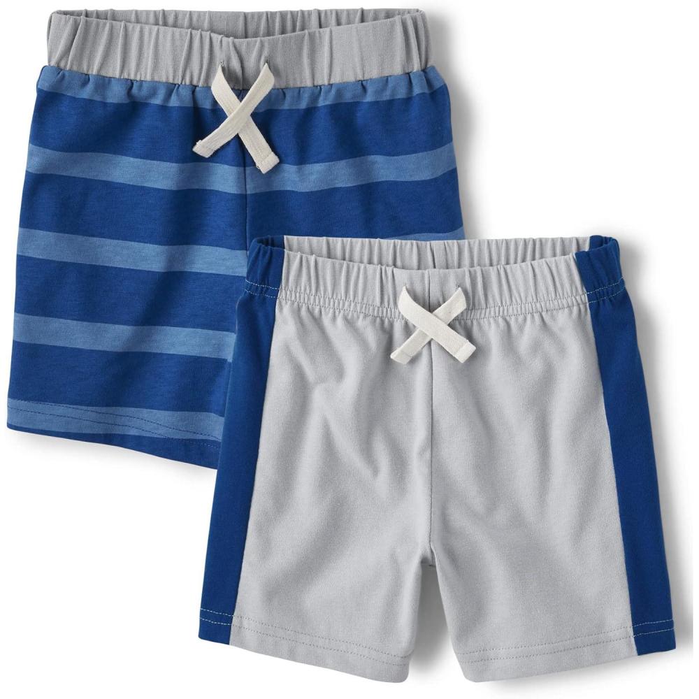 imageThe Childrens Place Baby Boys and Toddler Active Knit ShortsStripedGrey 2pack