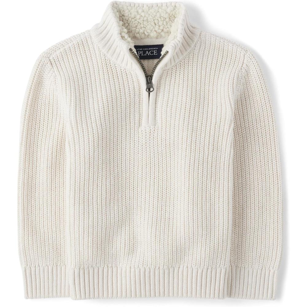 imageThe Childrens Place Baby Boys and Toddler Long Sleeve Quarter Zip Pullover SweaterVanilla