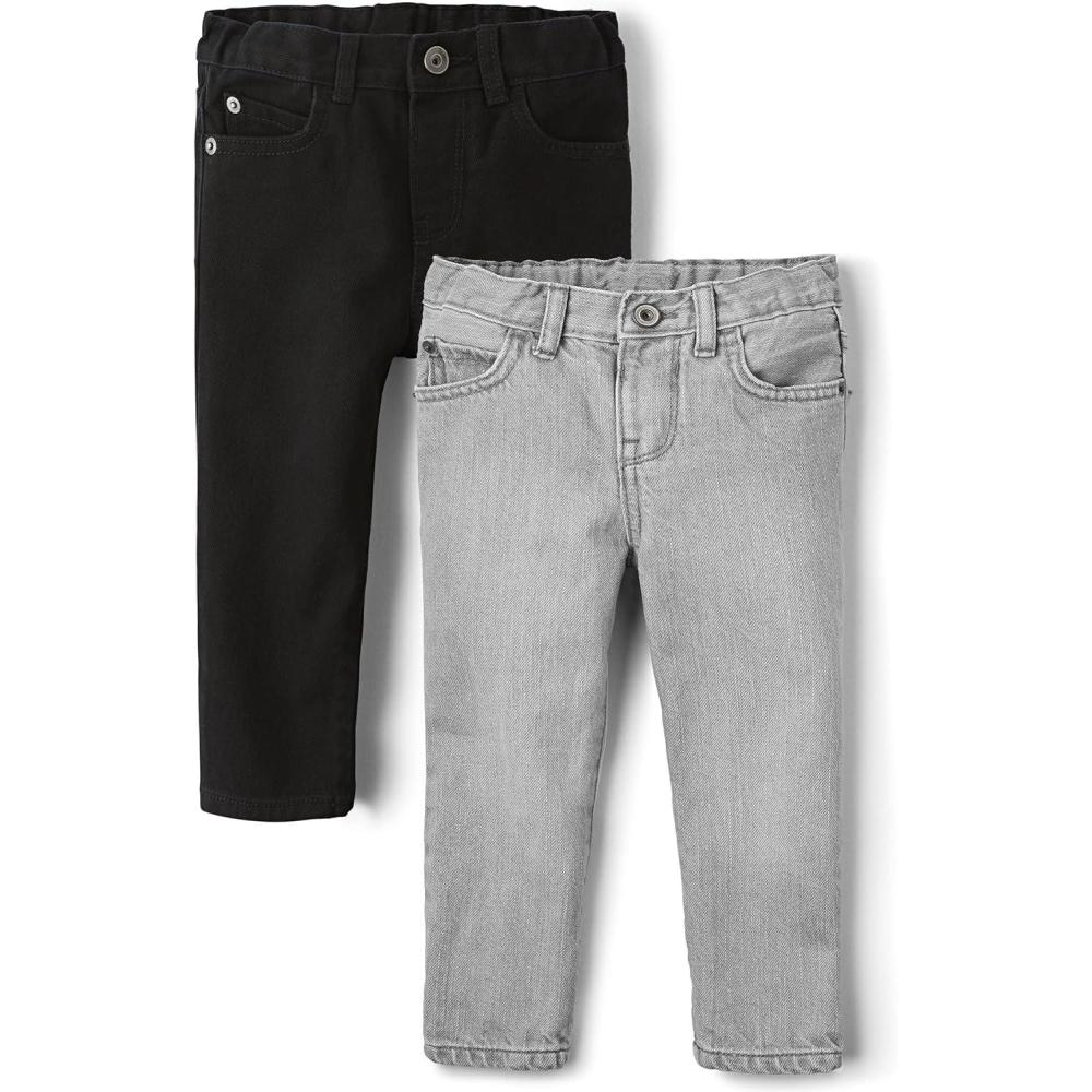 imageThe Childrens Place Baby Boys and Toddler Skinny JeansBlackGray 2pack