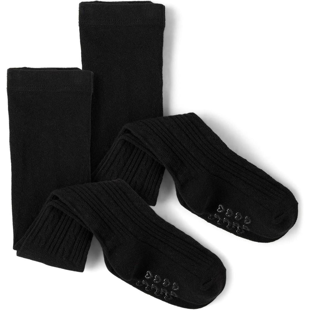 imageThe Childrens Place Baby Girls And Toddler Cable Knit TightsBlack 2pack
