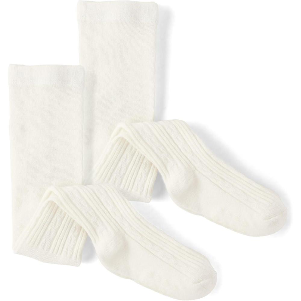 imageThe Childrens Place Baby Girls And Toddler Cable Knit TightsWhite 2pack
