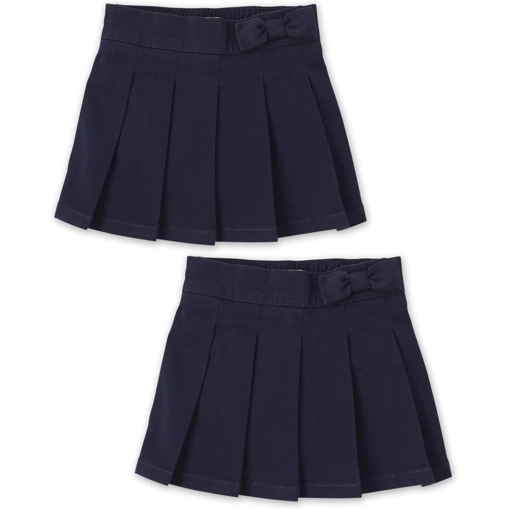 imageThe Childrens Place Baby Girls Uniform Bow Pleated Skort 2 PackTidal 2pack