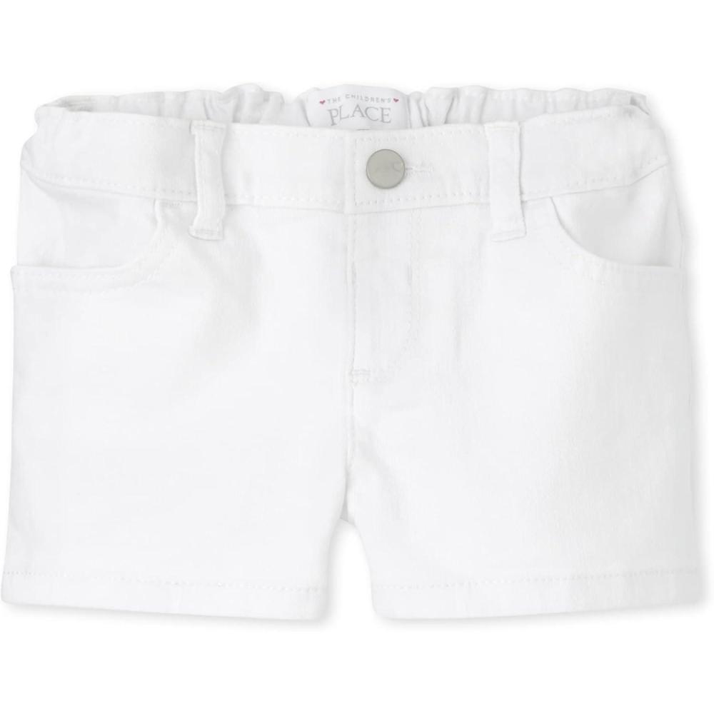 imageThe Childrens Place Baby Girls and Toddler Denim Shorts ShortieWhite