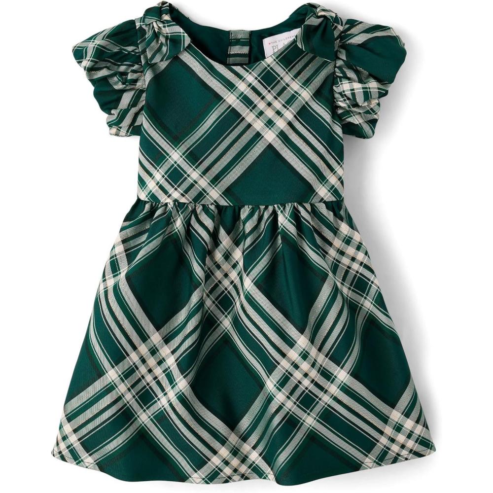 imageThe Childrens Place Baby Girls and Toddler Sleeveless Holiday Dressy DressesBalt Green Plaid