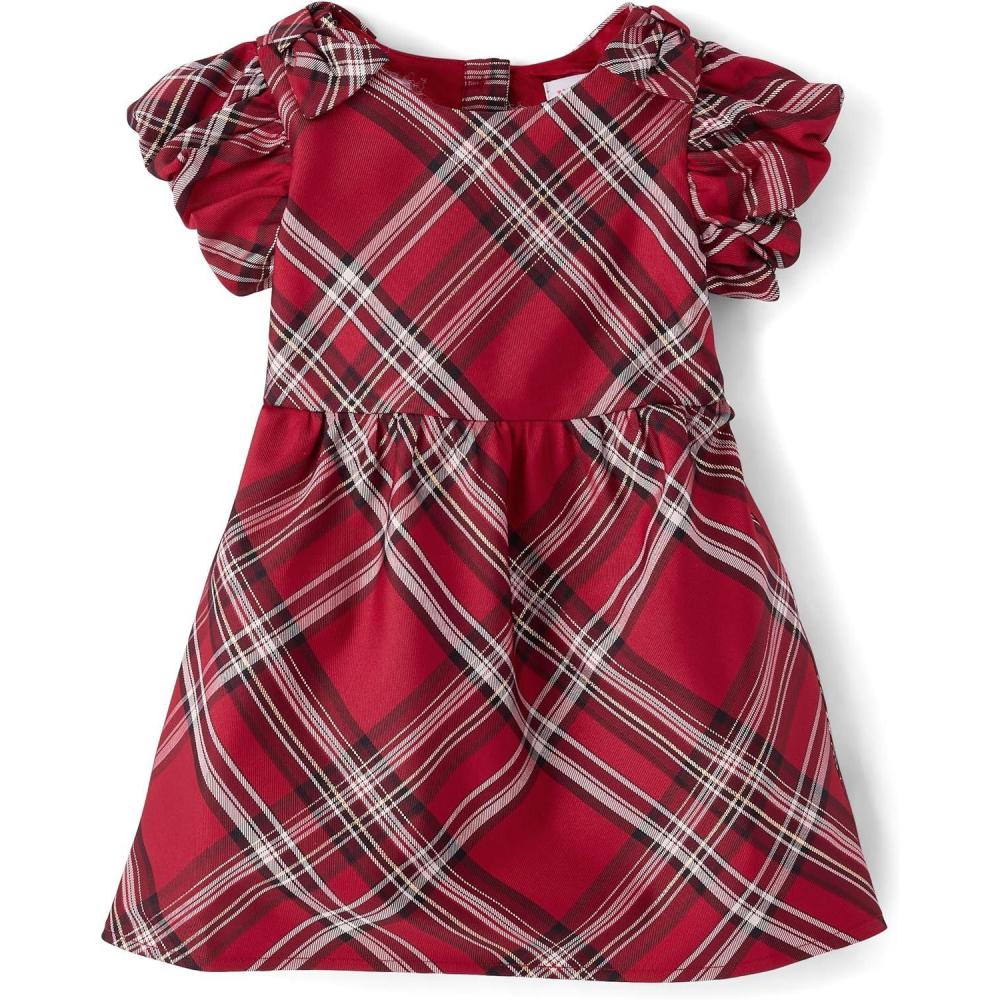 imageThe Childrens Place Baby Girls and Toddler Sleeveless Holiday Dressy DressesRed Ochre Plaid