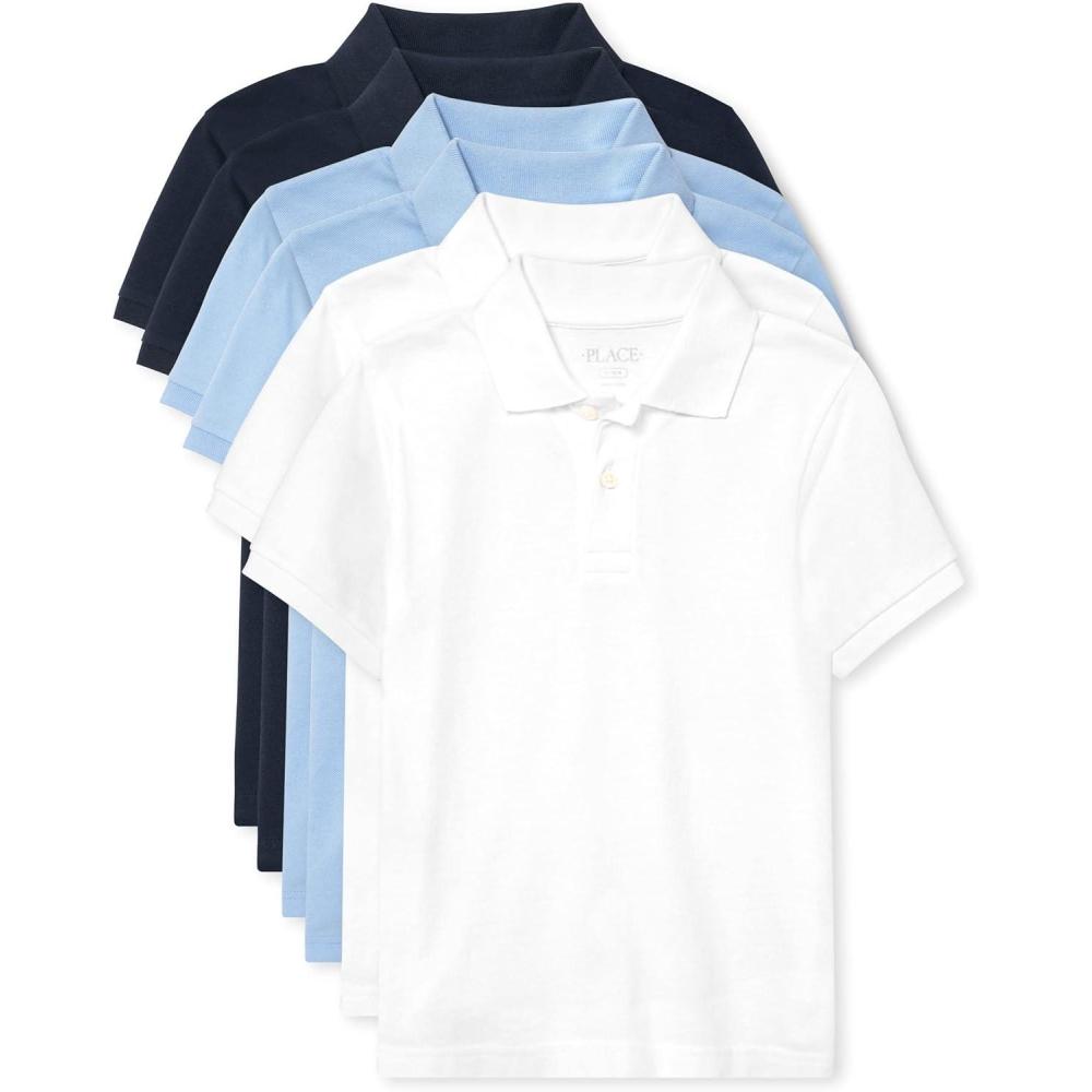 imageThe Childrens Place Baby and Toddler Boys Short Sleeve Polo ShirtNauticoBrookWhite