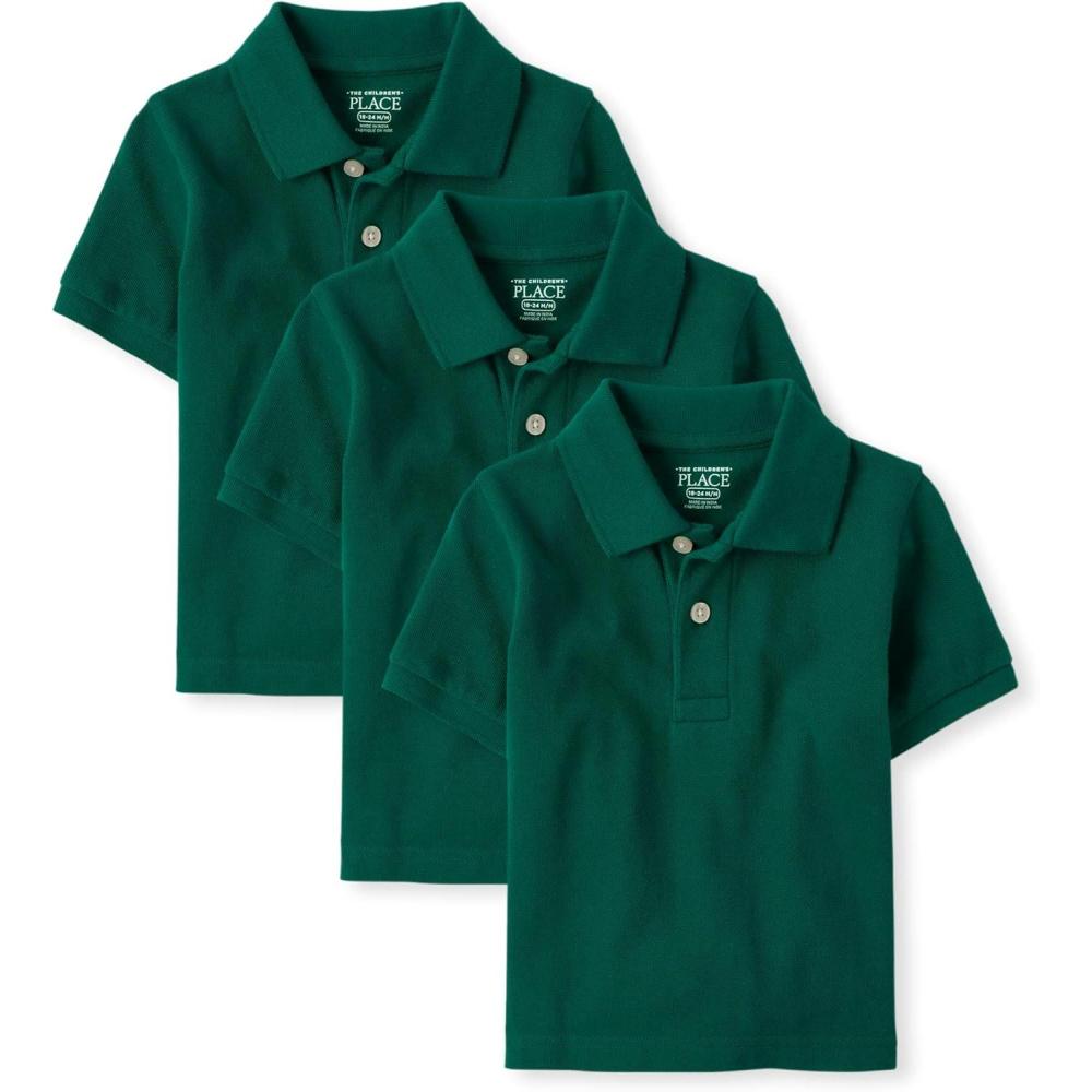 imageThe Childrens Place Baby and Toddler Boys Short Sleeve Polo ShirtSpruce Shade 3pack