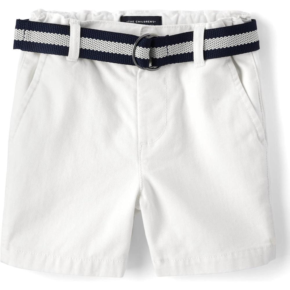 imageThe Childrens Place BabyBoys and Toddler Belted Chino ShortsSimply White