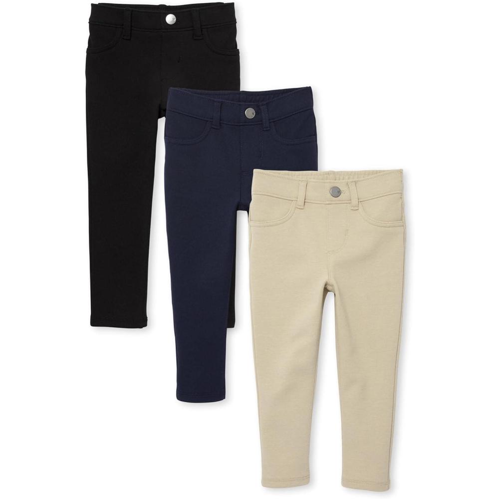 imageThe Childrens Place BabyGirls And Toddler Girls Ponte Knit Pull On JeggingsBlackSandyTidal 3 Pack