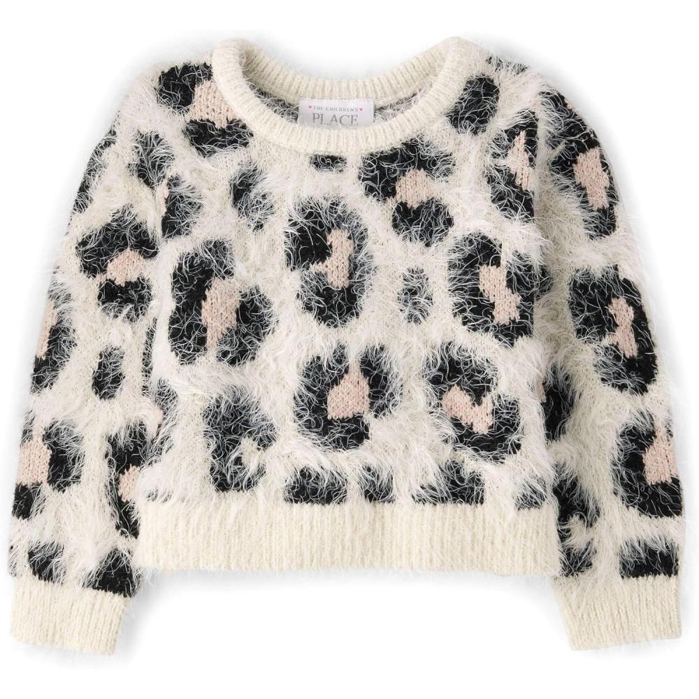 imageThe Childrens Place BabyGirls and Toddler Long Sleeve Crew Neck Pullover SweaterLeopard