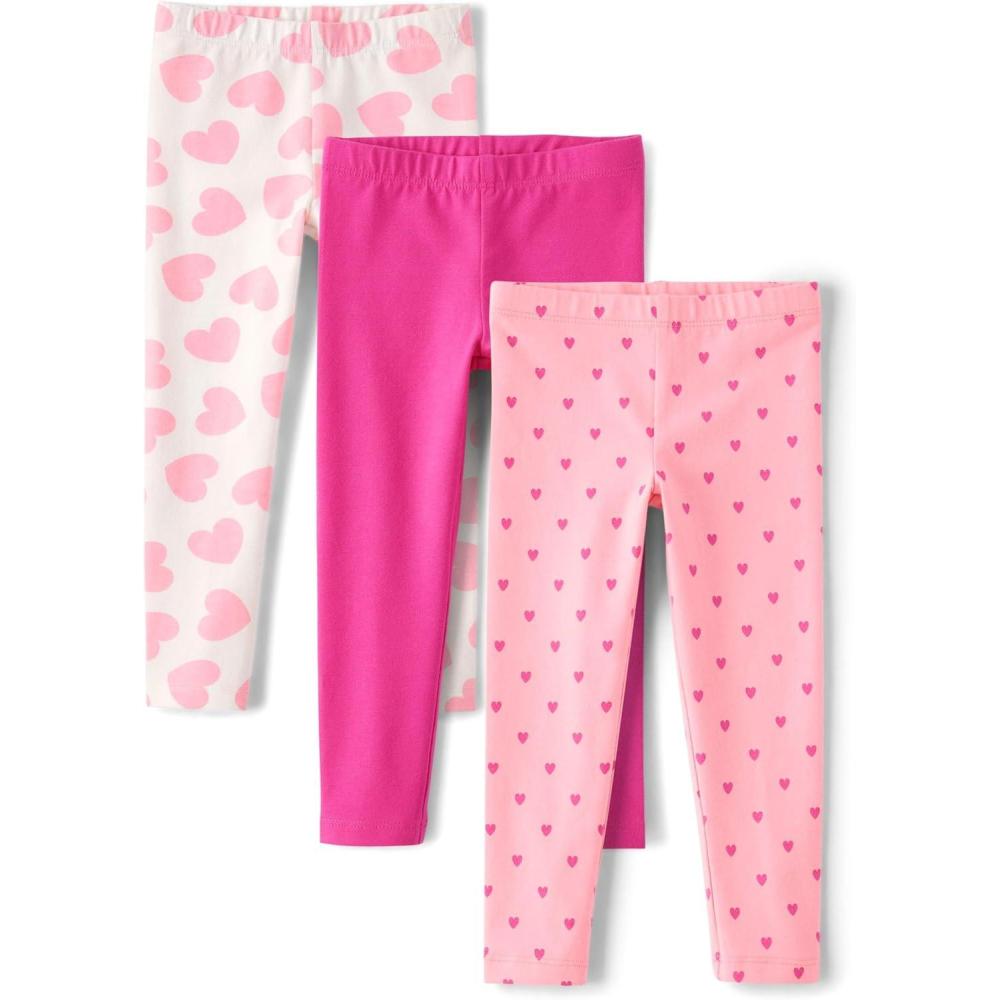 imageThe Childrens Place BabyGirls and Toddler Printed Leggings MultipacksPink HeartsPinkRed Hearts