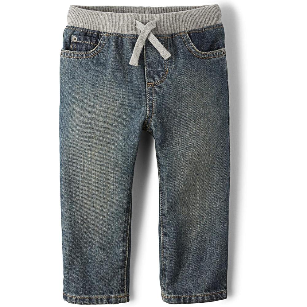 imageThe Childrens Place Boys Baby and Toddler Pull on Straight JeansAged Stone