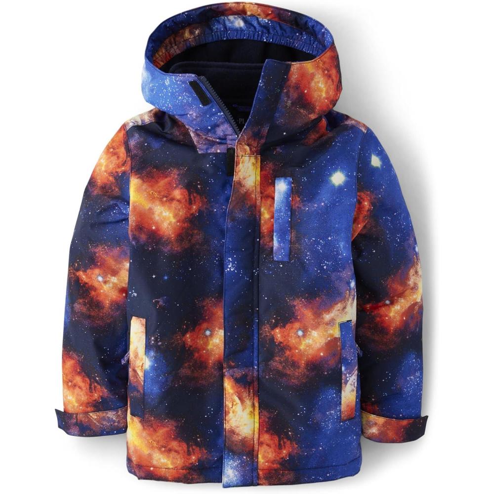 imageThe Childrens Place Boys Heavy 3 in 1 Winter Jacket Windresistant Waterresistant Shell Fleece InnerGalaxy