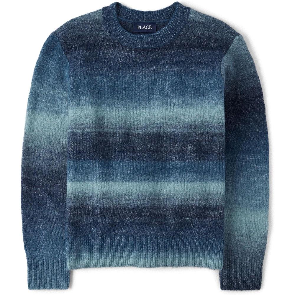 imageThe Childrens Place Boys Long Sleeve Crew Neck Pullover SweaterTidal Ombre