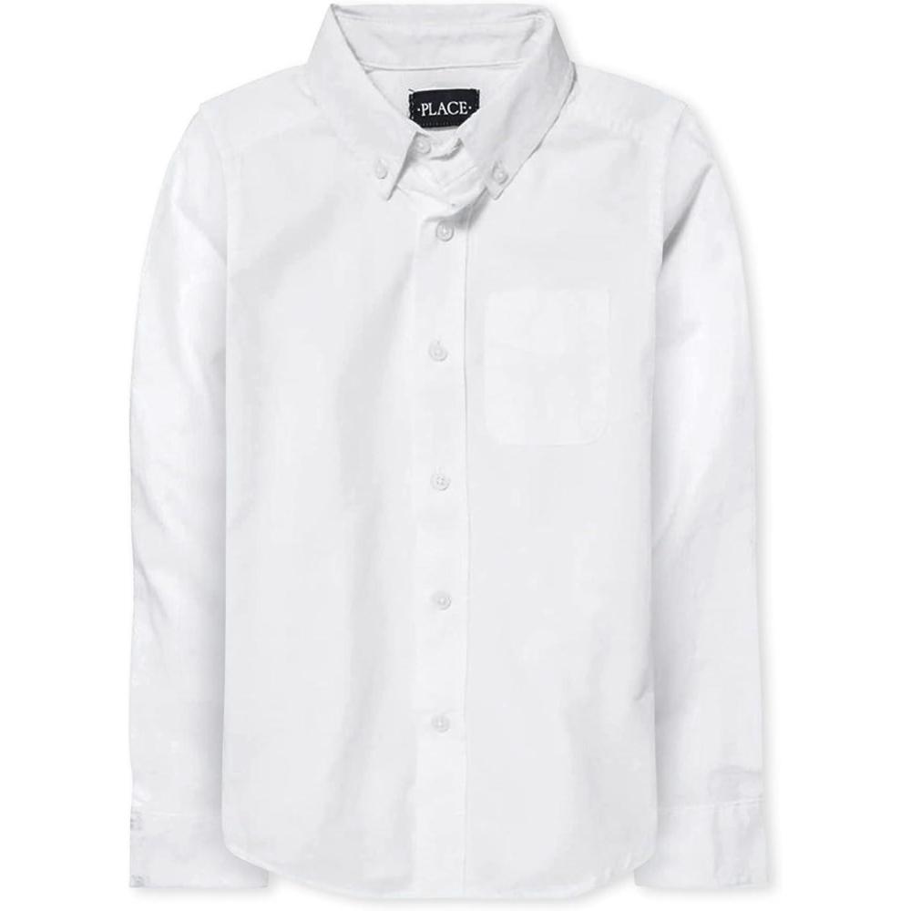 imageThe Childrens Place Boys Long Sleeve Oxford Button Down ShirtWhite
