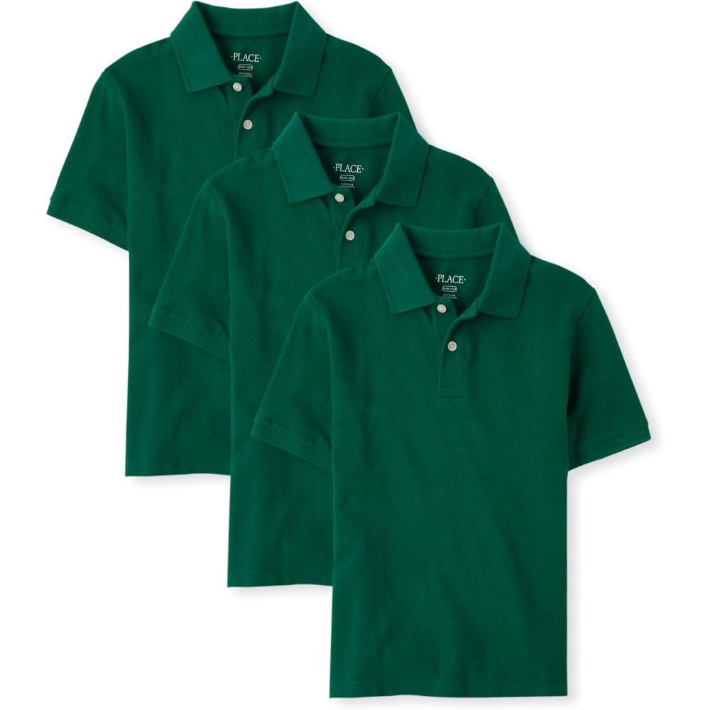 imageThe Childrens Place Boys Multipack Short Sleeve Pique PoloSpruce Shade
