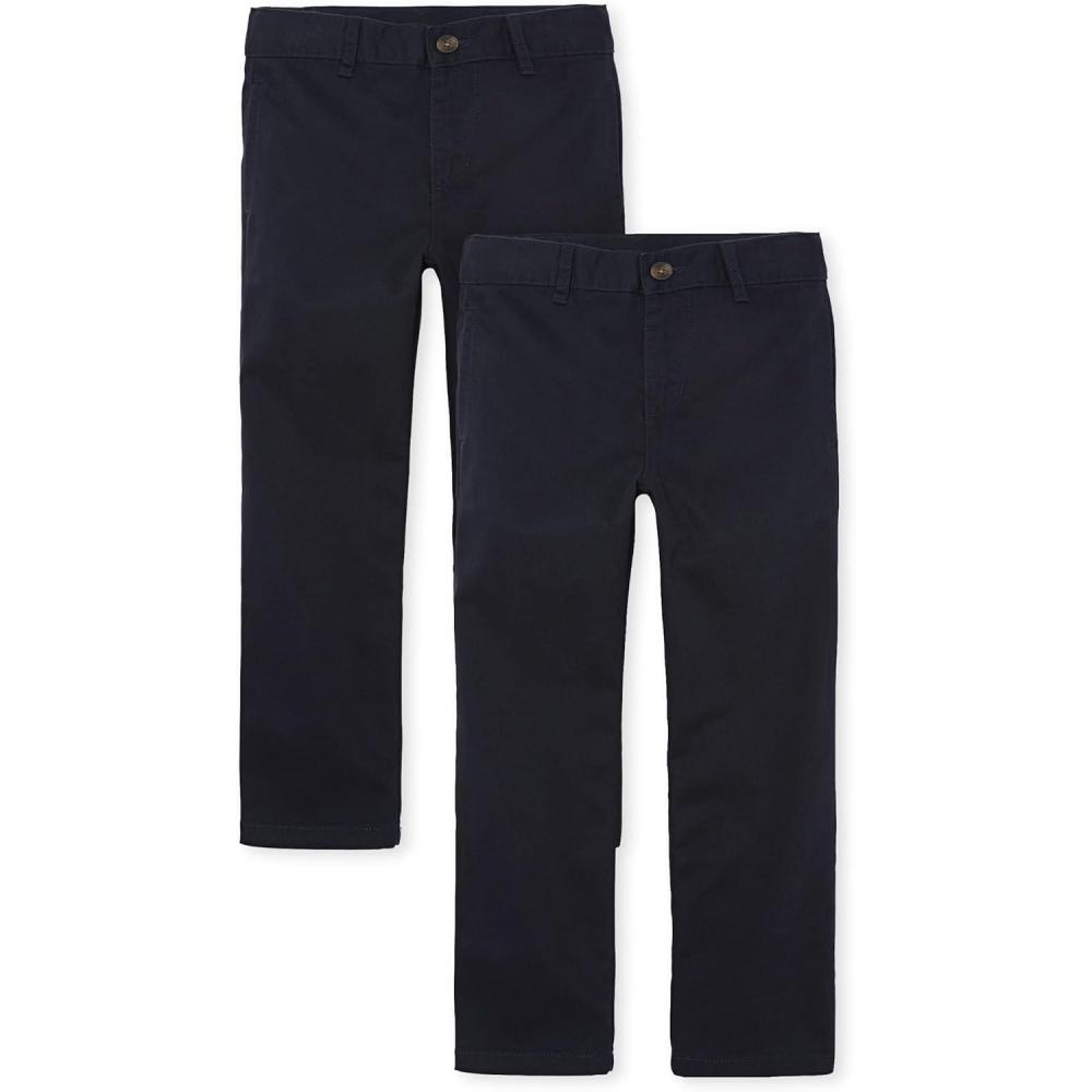 imageThe Childrens Place Boys Relaxed Straight Chino PantsmultipacksNew Navy 2pack