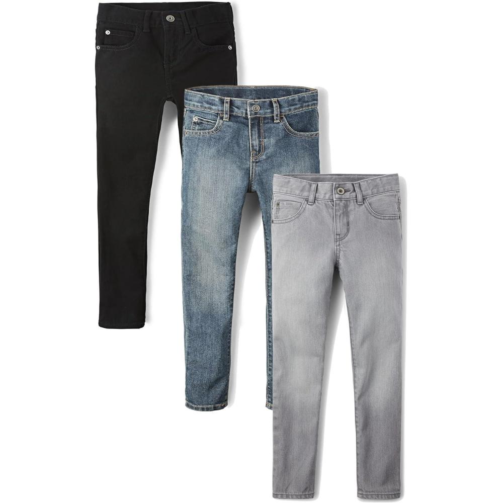 imageThe Childrens Place Boys Skinny JeansBlackBlueGray 3pack