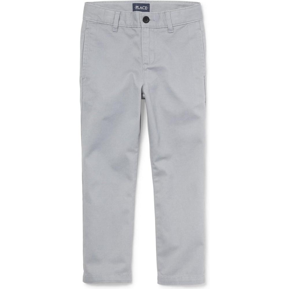 imageThe Childrens Place Boys Stretch Relaxed Straight Chino PantsFin Gray