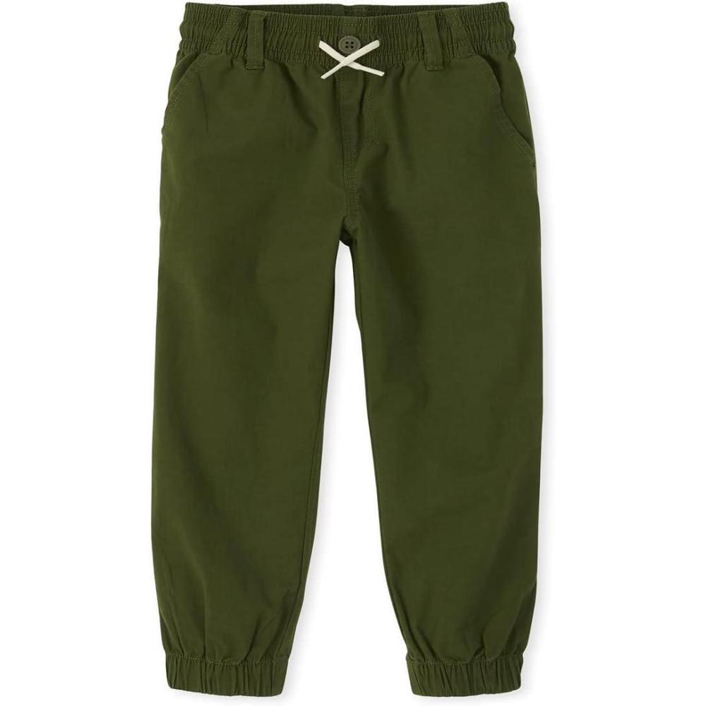 imageThe Childrens Place Boys Woven Stretch Pull on Jogger PantsDark Ivy