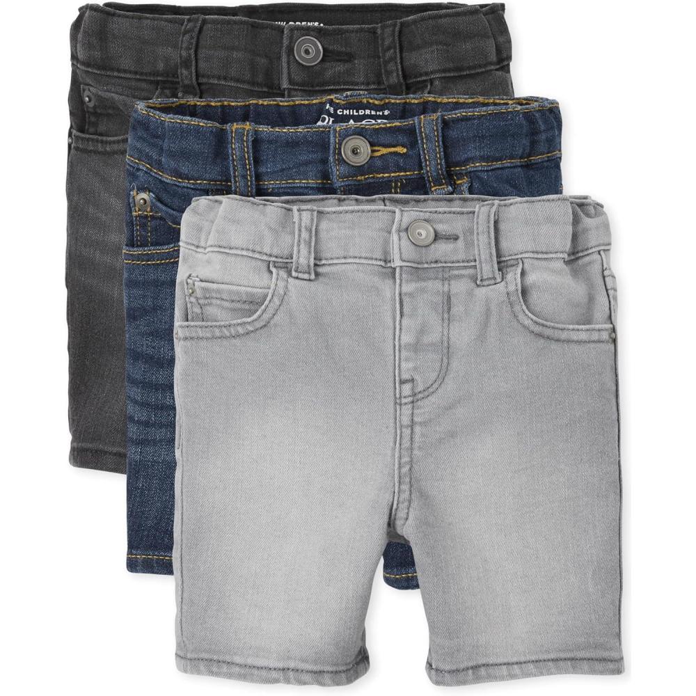 imageThe Childrens Place Boys and Toddler Denim ShortsStretch Light Wash 3pack