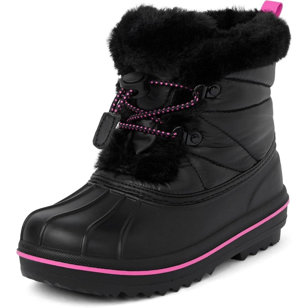 imageThe Childrens Place Girls Faux Fur Trim Winter Snow BootBlack Toggle