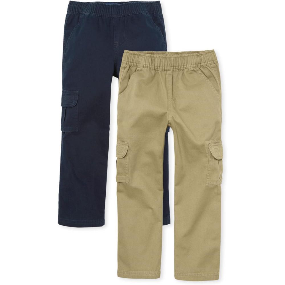 imageThe Childrens Place Pull on Cargo PantsmultipacksNew NavyFlax 2pack