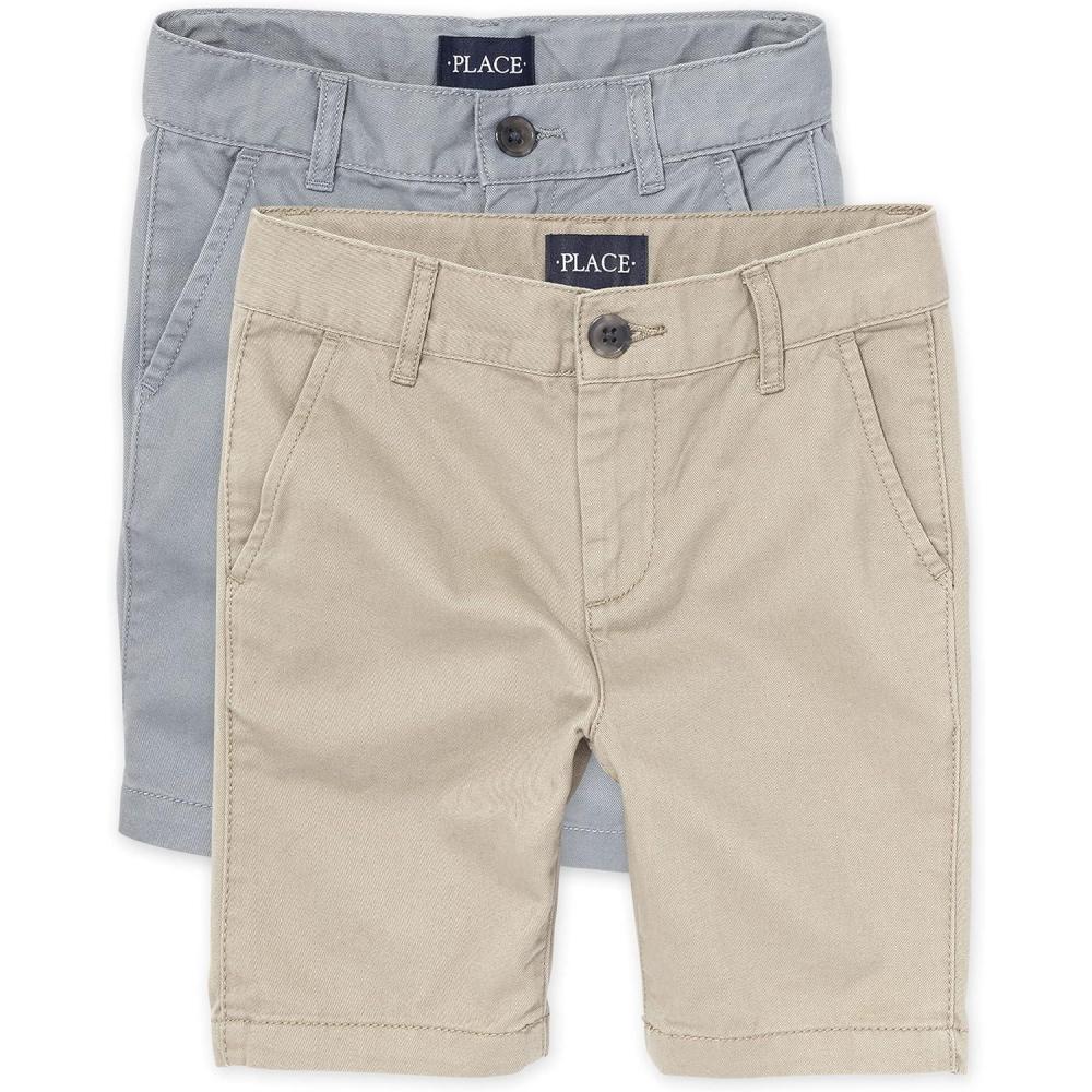 imageThe Childrens Place Stretch Chino ShortsFin GraySandwash 2pack
