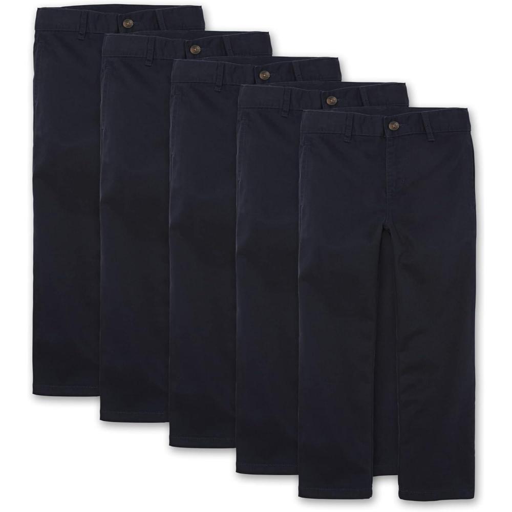 imageThe Childrens Place Stretch Relaxed Straight Chino PantsmultipacksNew Navy 5pack