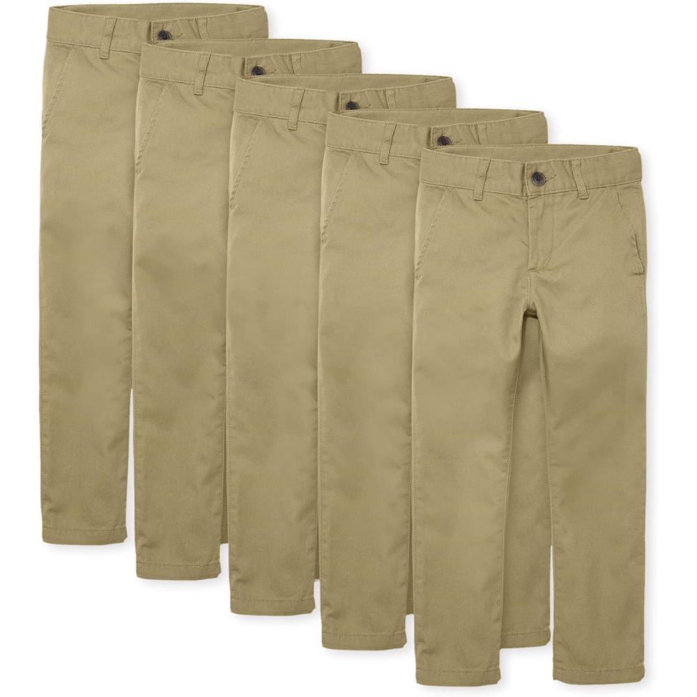 imageThe Childrens Place Stretch Straight Chino PantsmultipacksFlax 5pack