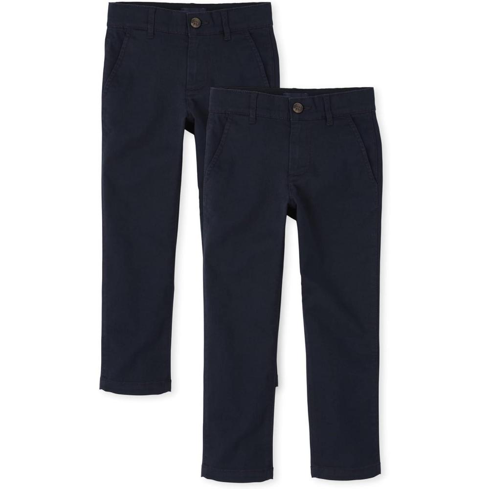 imageThe Childrens Place Stretch Straight Chino PantsmultipacksNew Navy 2pack