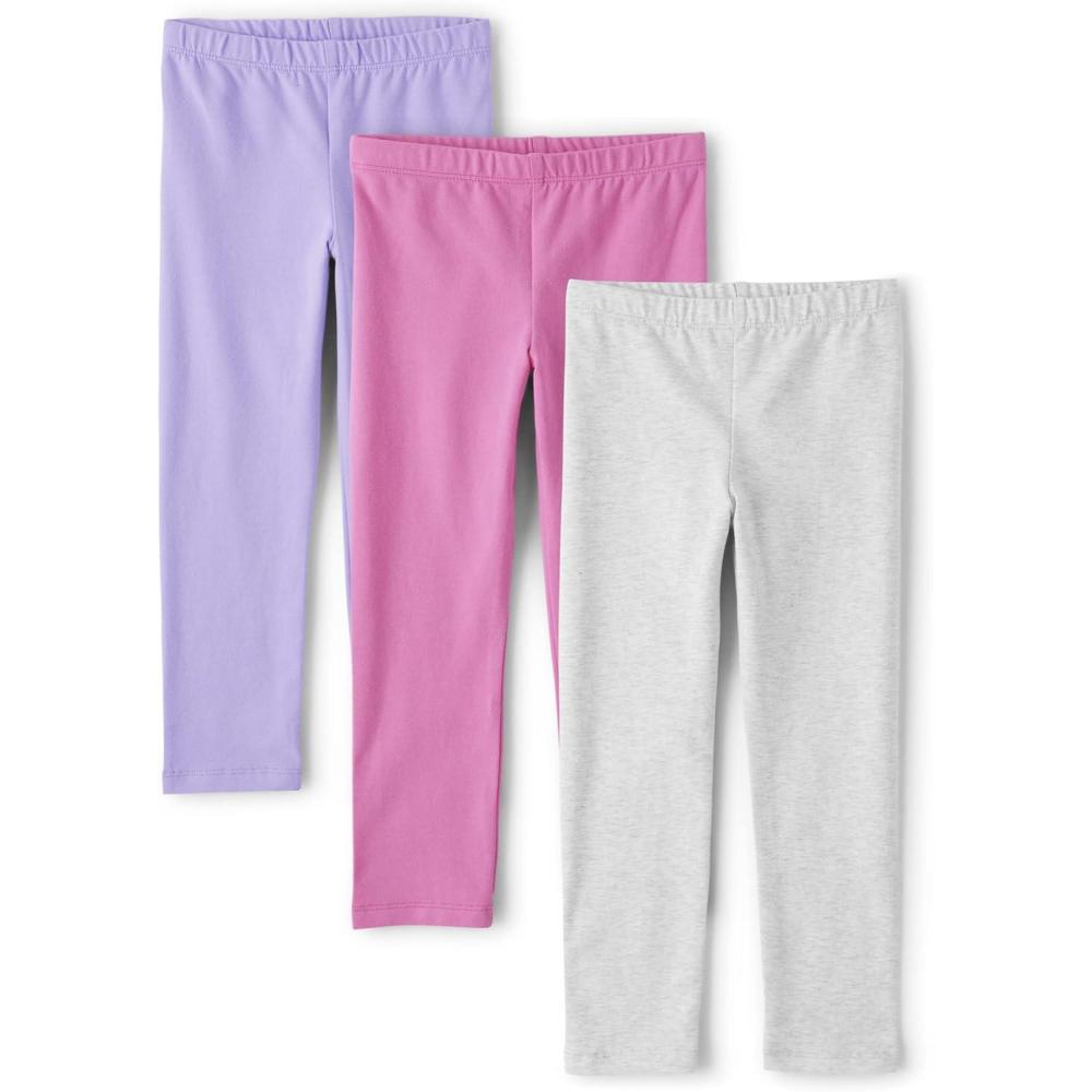 imageThe Childrens Place and Toddler Assorted Solid Leggings MultipacksPinkGreyPurple 3pack