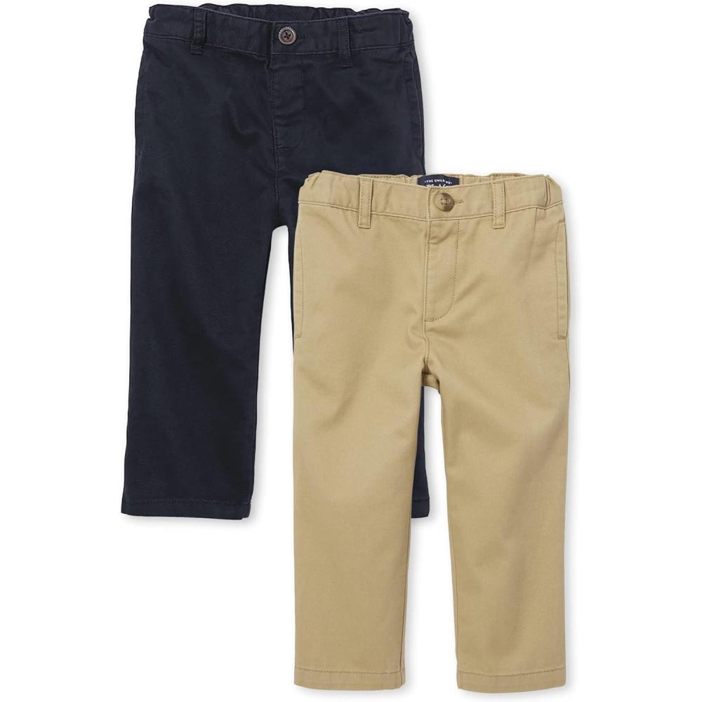 imageThe Childrens Place and Toddler Relaxed Straight Chino PantsmultipacksFlaxTidal 2 Pack