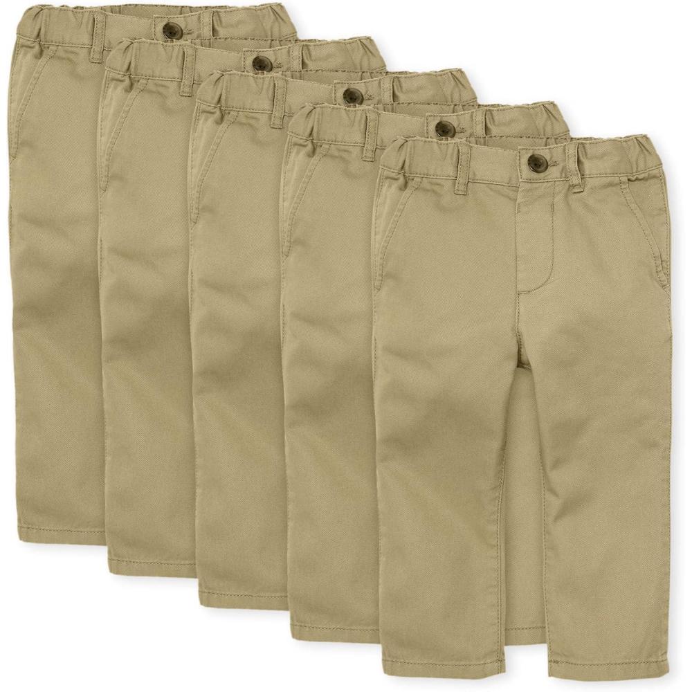 imageThe Childrens Place and Toddler Stretch Relaxed Straight Chino PantsmultipacksFlax 5pack