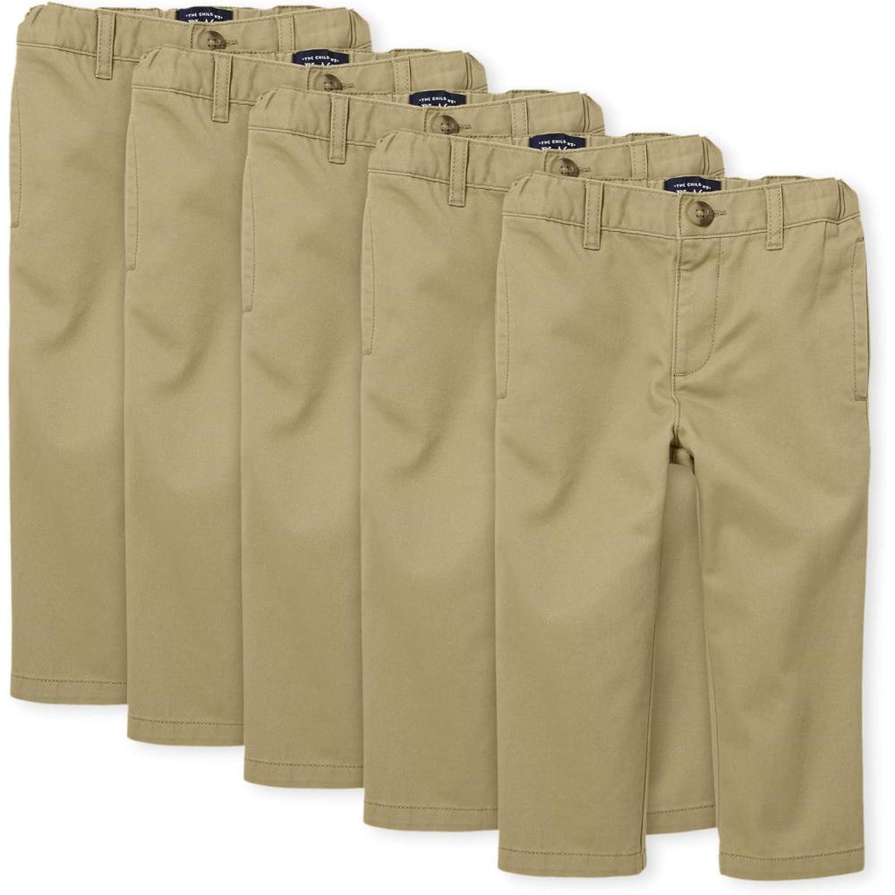 imageThe Childrens Place and Toddler Stretch Relaxed Straight Chino PantsmultipacksFlaxFlax 5pack