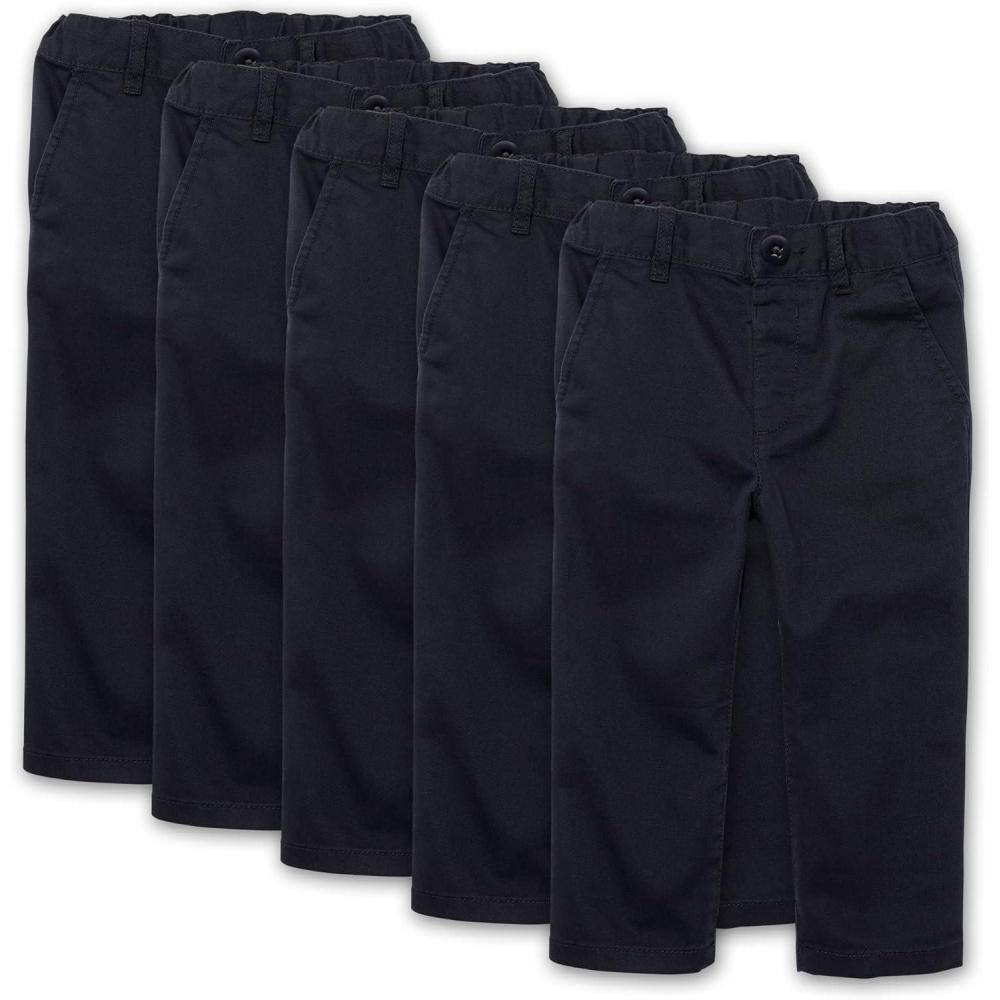 imageThe Childrens Place and Toddler Stretch Relaxed Straight Chino PantsmultipacksNew Navy 5pack