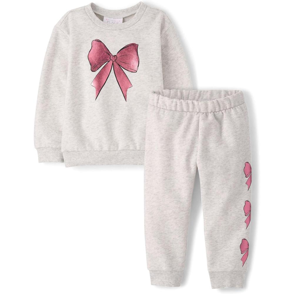 imageThe Childrens Place babygirls And Toddler Long Sleeve Active Shirt and Pant 2 Piece OutfitLunar Bow
