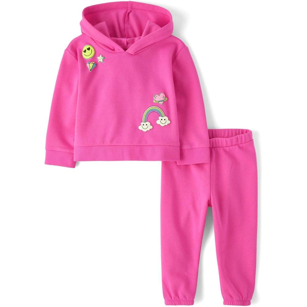 imageThe Childrens Place babygirls And Toddler Long Sleeve Active Shirt and Pant 2 Piece OutfitPink Summer